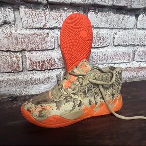 Puma Kids Camouflage Sneakers with Orange Accents